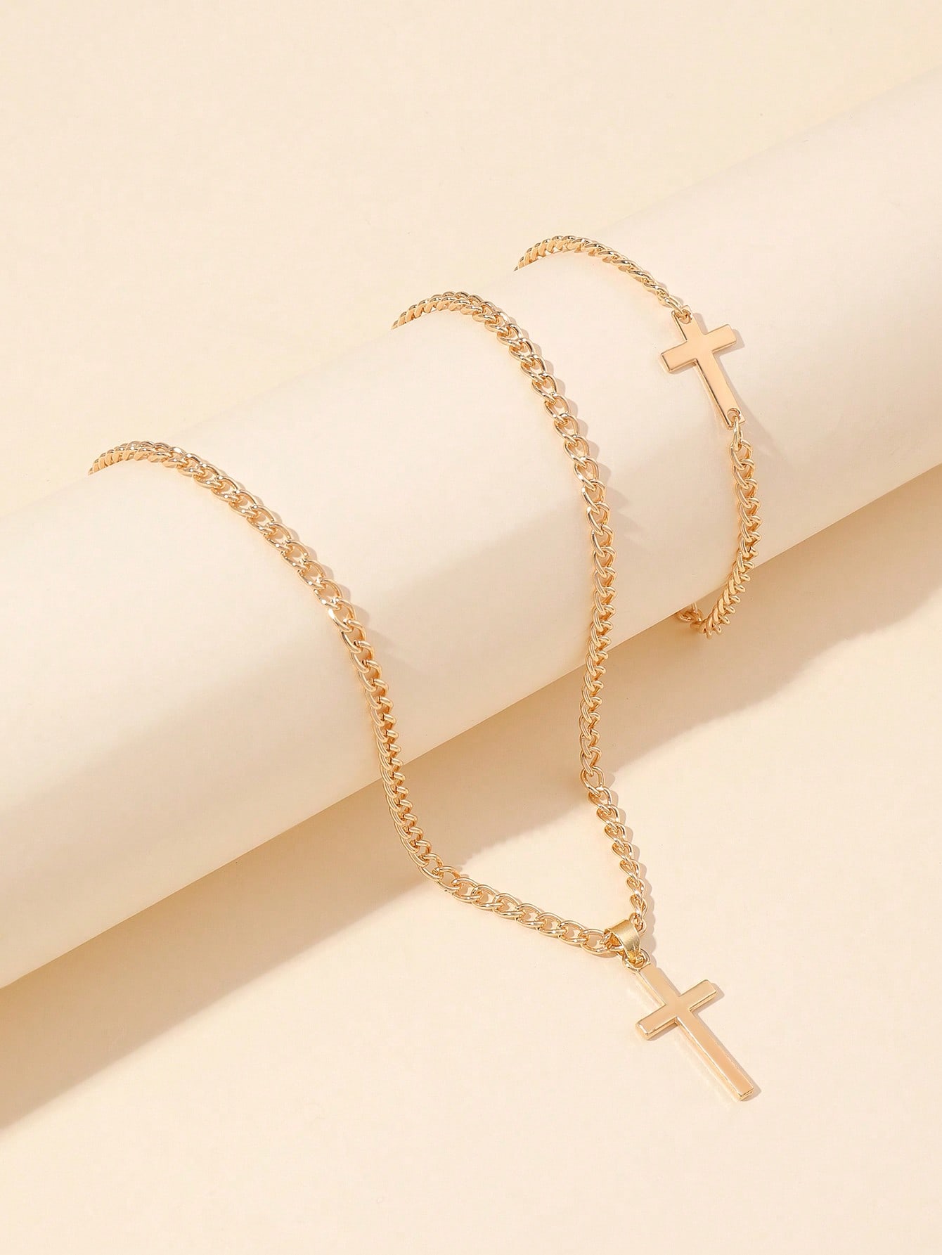 Cross Charm Necklace & Bracelet