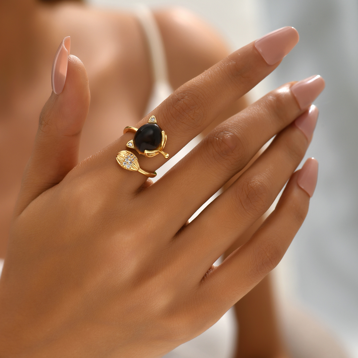 Elegant Cute Modern Style Animal Stainless Steel Inlay Artificial Gemstones  Copper Plated Rings